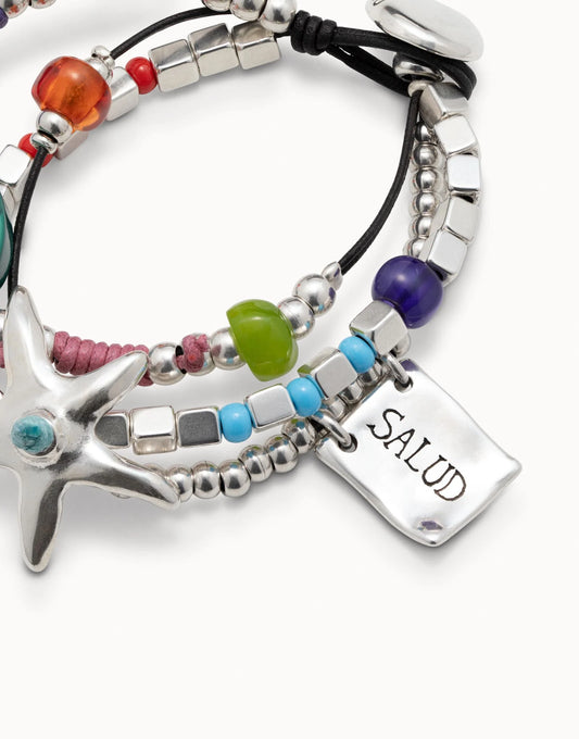 Unode50 Pulsera bañada en plata y piedras de resina