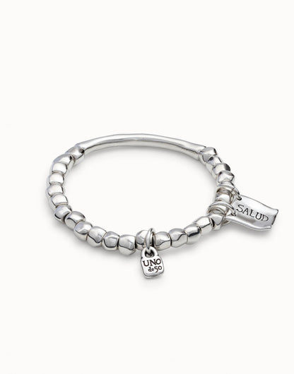 Unode50 Pulsera de cuentas y pieza tubular de bañada en plata