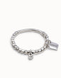 Unode50 Pulsera de cuentas, pieza tubular y chapa con mensaje bañado en plata (suerte)