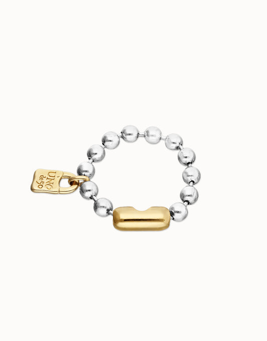 Pulsera de bolas bañada en plata con cierre y candado bañado en oro 18k