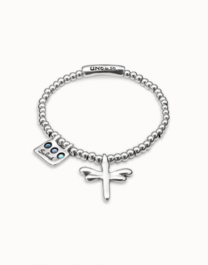 Unode50 Pulsera elástica bañada en plata de ley con mensaje Salud