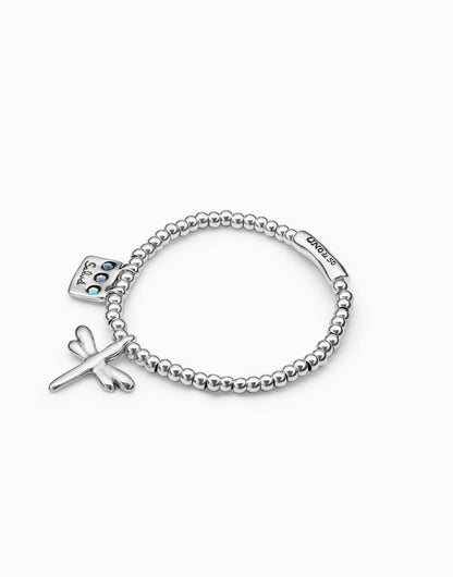 Unode50 Pulsera elástica bañada en plata de ley con mensaje Salud