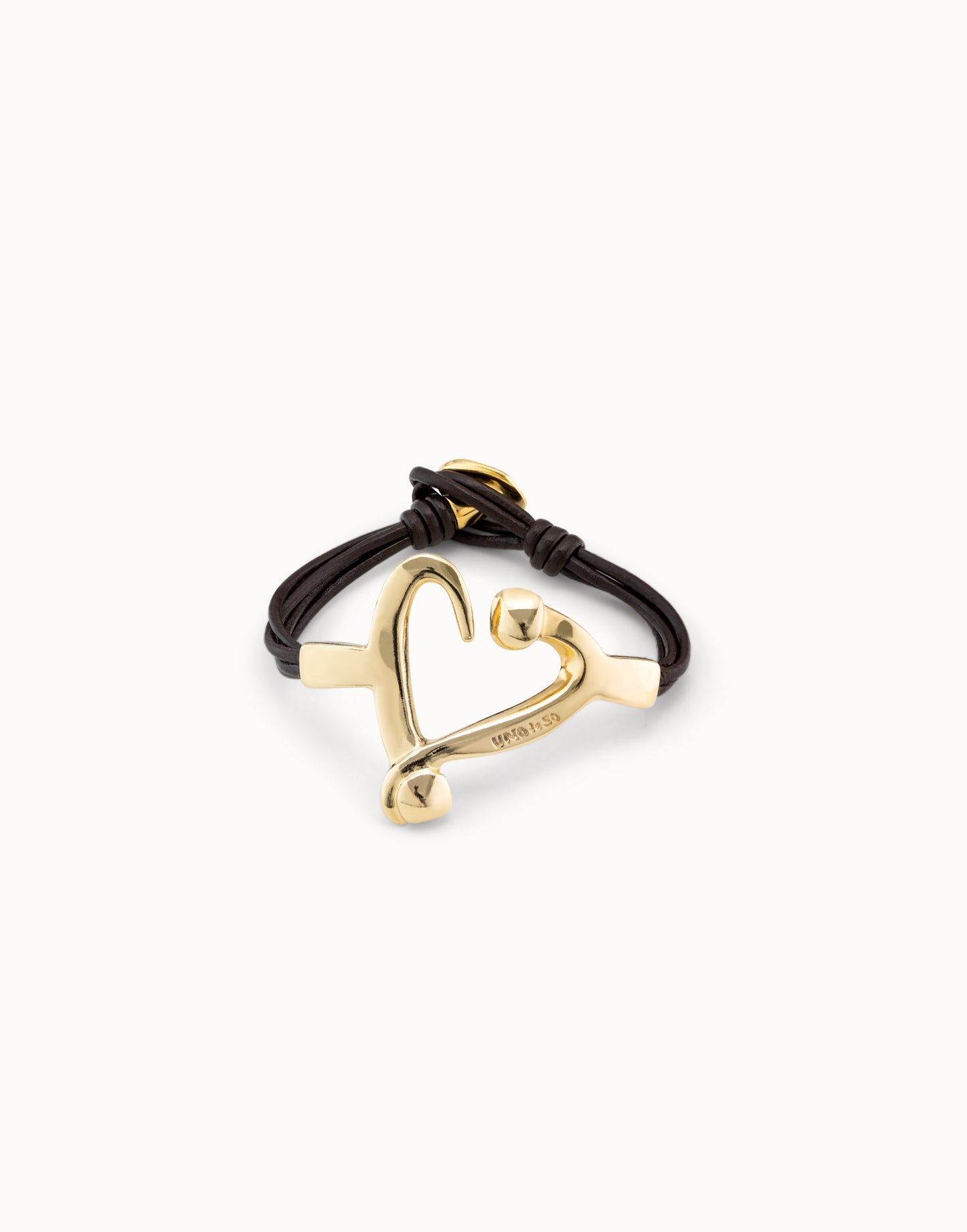 Unode50 Pulsera Love Cuero Dorado