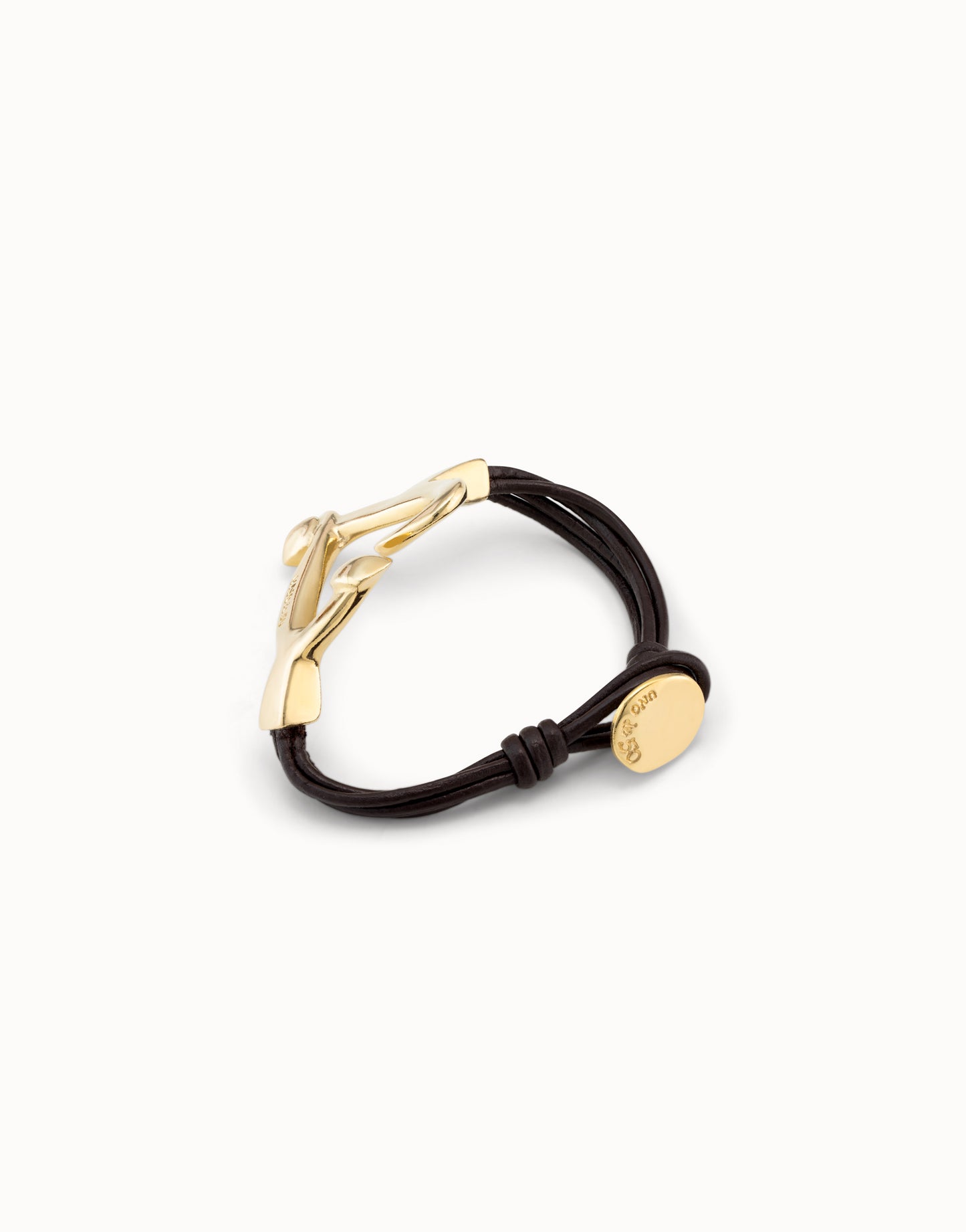 Unode50 Pulsera Love Cuero Dorado