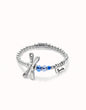 Unode50 Pulsera elástica con libélula bañada en plata de ley con cristales azules