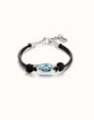 Unode50 Pulsera de cuero con cristal azul celeste