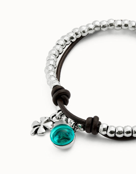 Unode50 Pulsera de bolas con cristal de murano verde