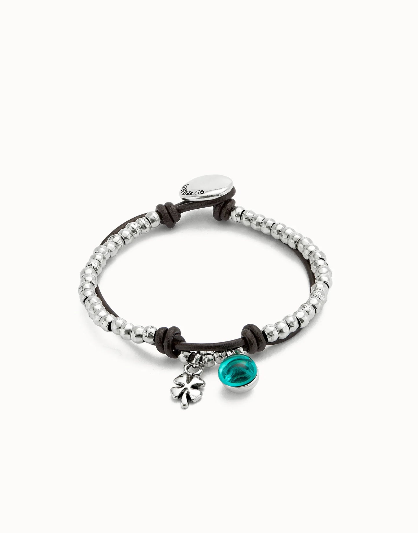 Unode50 Pulsera de bolas con cristal de murano verde