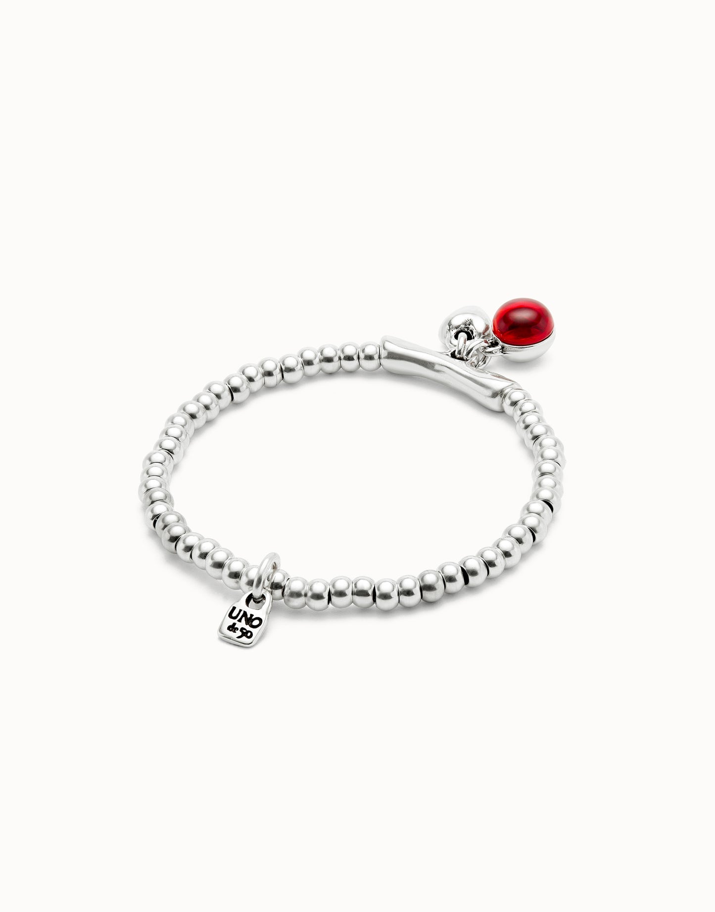 Unode50 Pulsera de bolas y cristal de Murano rojo