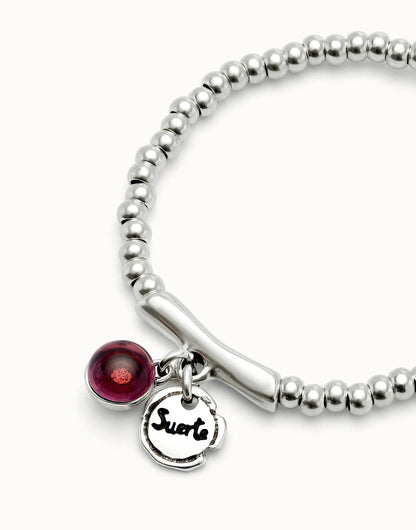 Unode50 Pulsera de bolas y cristal de Murano rojo