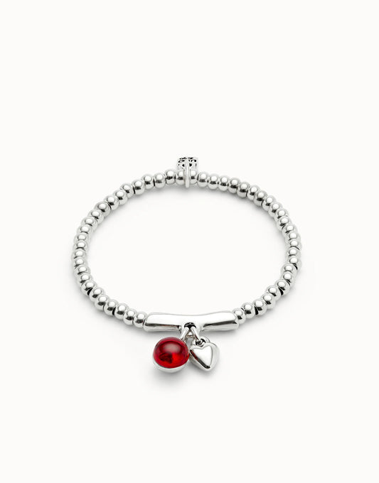 Unode50 Pulsera de bolas y cristal de Murano rojo