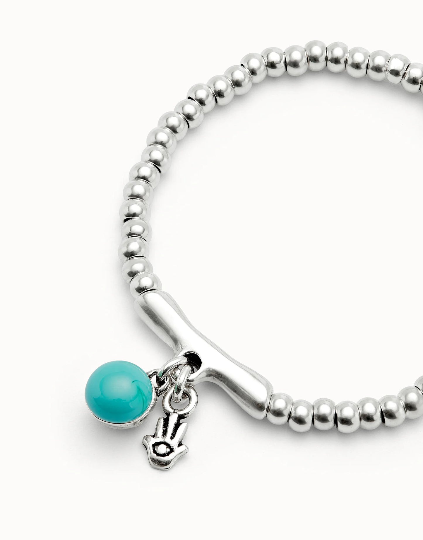 Unode50 Pulsera con cristal de murano y mano de fátima