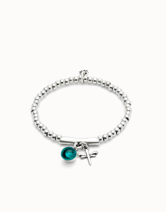 Unode50 Pulsera bañada en plata de ley con cristal de Murano y libélula