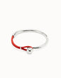 Unode50 Pulsera semirígida bañada en plata de ley con cuero de color coral