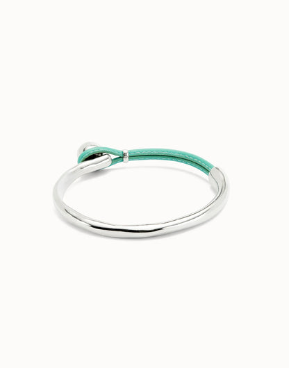 Unode50 Pulsera semirígida bañada en plata de ley con cuero turquesa