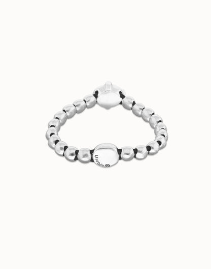Unode50 Pulsera de bolas bañada en plata con cristal ovalado azul