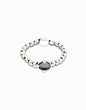 Unode50 Pulsera de bolas bañada en plata con cristal oval negro