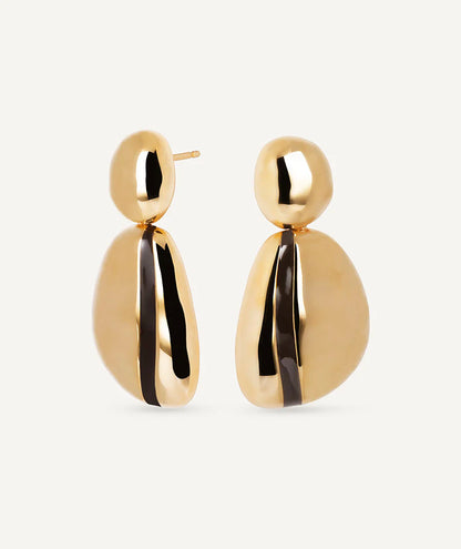 Pendientes gruesos largos Horizonte con Esmaltes marrón