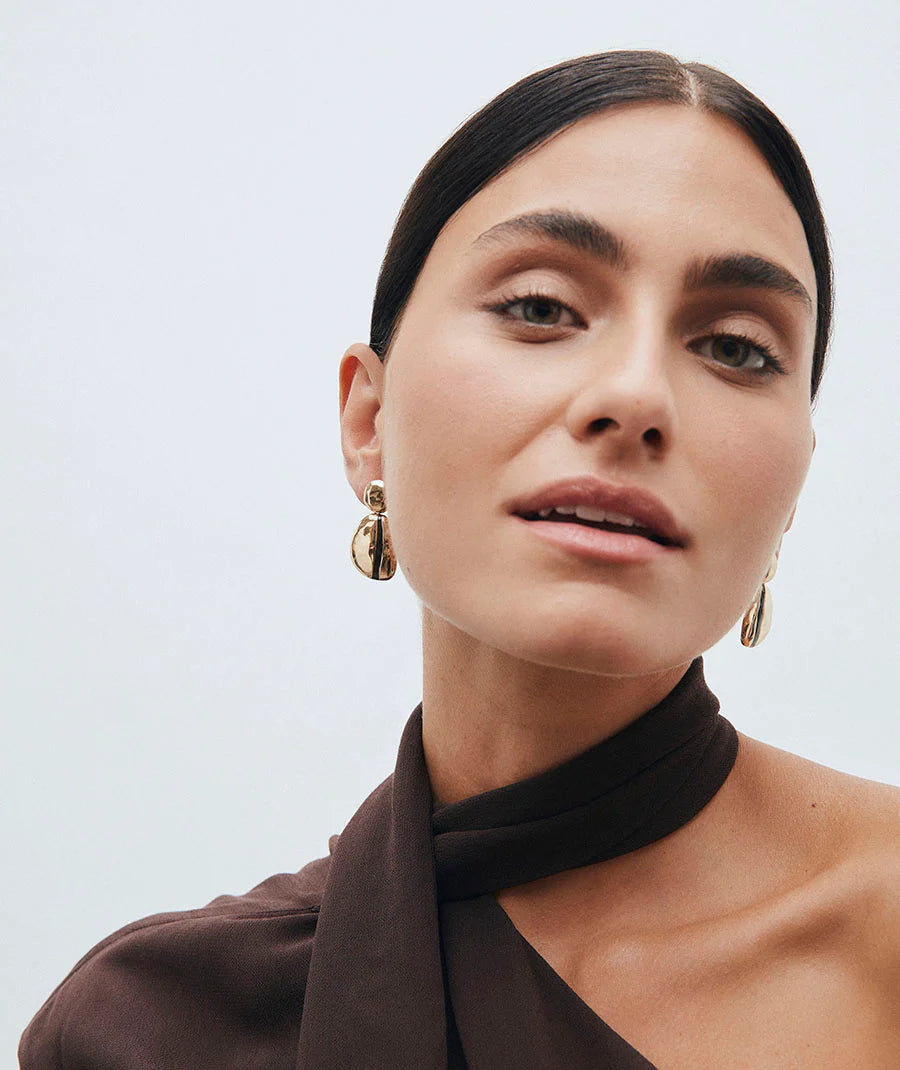 Pendientes gruesos largos Horizonte con Esmaltes marrón