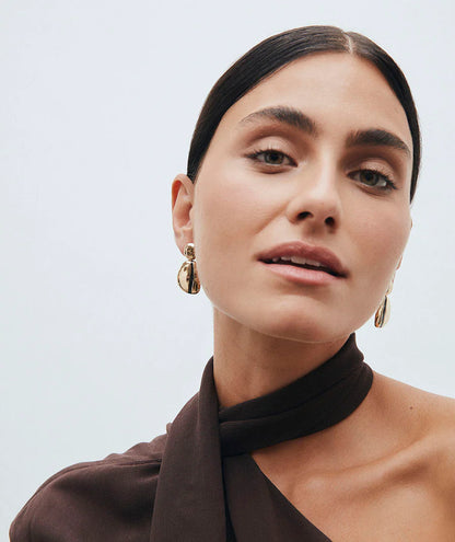 Pendientes gruesos largos Horizonte con Esmaltes marrón