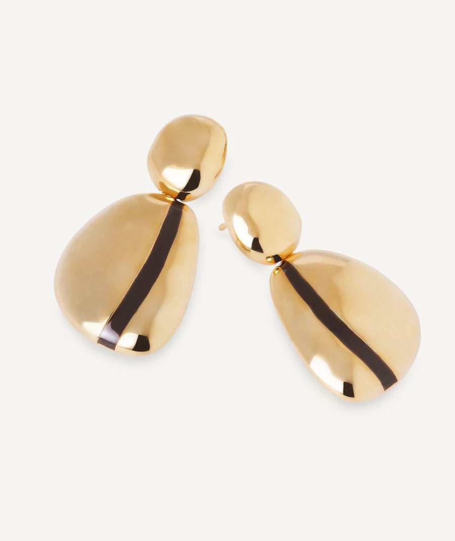 Pendientes gruesos largos Horizonte con Esmaltes marrón