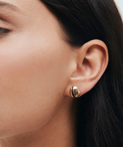 Pendientes botón Horizonte con Esmaltes marrón