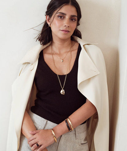 Colgante oval irregular maxi Horizonte con Esmaltes marrón