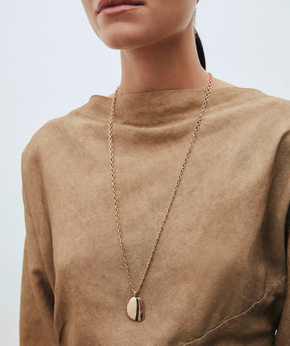 Colgante oval irregular maxi Horizonte con Esmaltes marrón