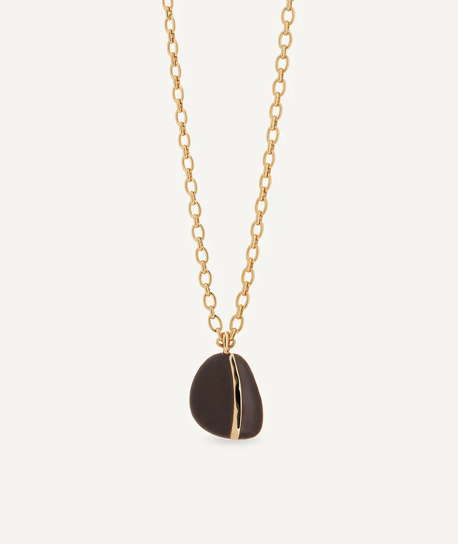 Colgante oval irregular maxi Intervalo con Esmaltes marrón