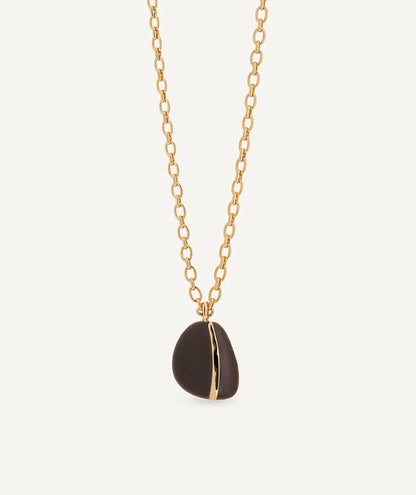 Colgante oval irregular maxi Intervalo con Esmaltes marrón