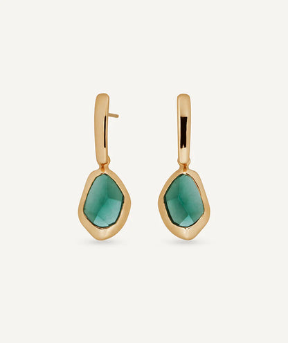 Pendientes oval Flora con turmalina verde