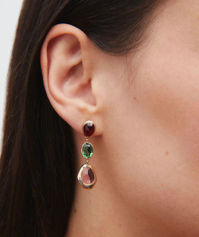 Pendientes largos Flora con piedras naturales