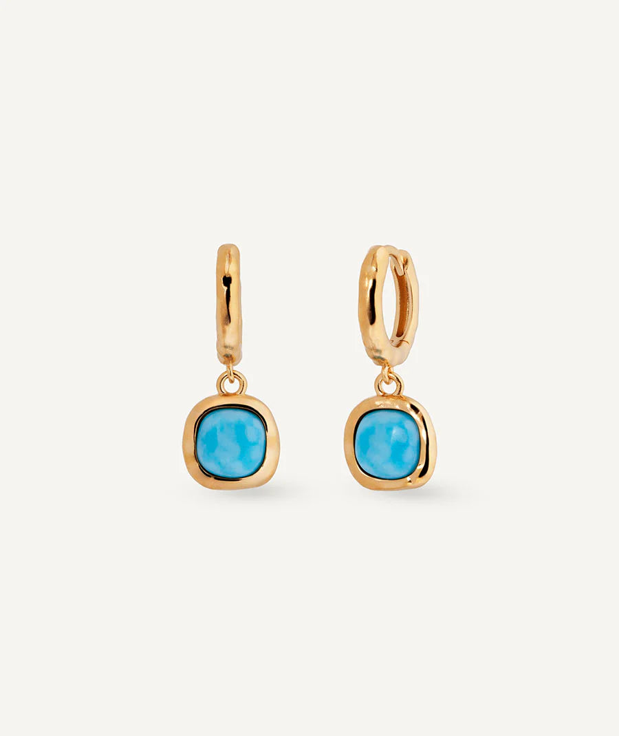 Pendientes de aro Turquesa con cuarzo larimar azul