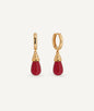 Pendientes de aro ovales Zahara con coral sintético rojo