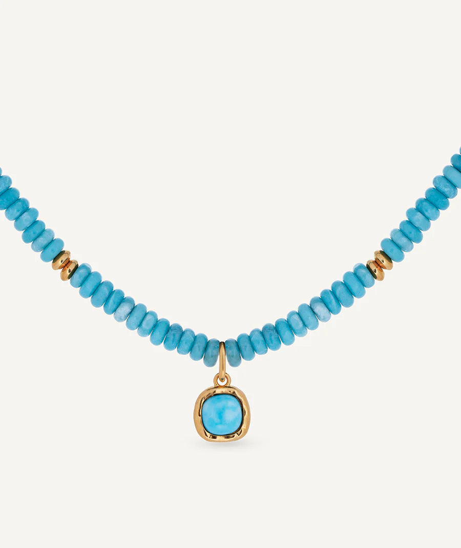 Collar bolas Turquesa con cuarzo larimar azul