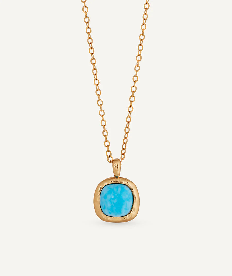 Collar cadena fina Turquesa con cuarzo larimar azul