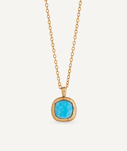 Collar cadena fina Turquesa con cuarzo larimar azul