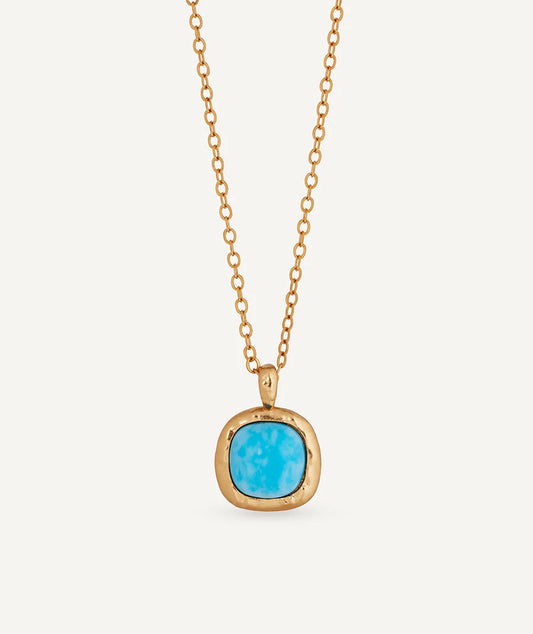 Collar cadena fina Turquesa con cuarzo larimar azul