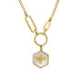 Collar hexágono nácar abeja dorado