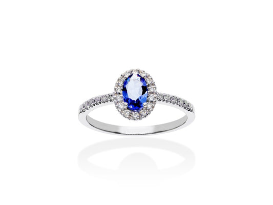 Anillo en Oro blanco 18Kt y diamantes