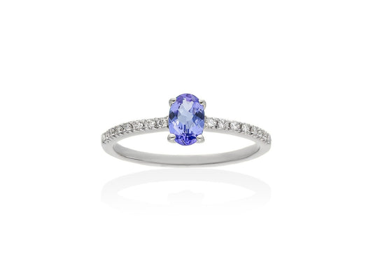 Anillo en Oro blanco 18Kt y diamantes