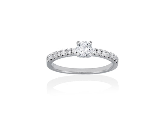 Anillo en Oro blanco 18Kt y diamante