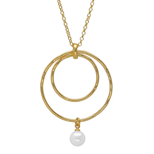 Collar largo 60cm círculo Ohayo con perla en Plata