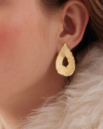 Pendientes largos textura lágrima Alaska en Plata