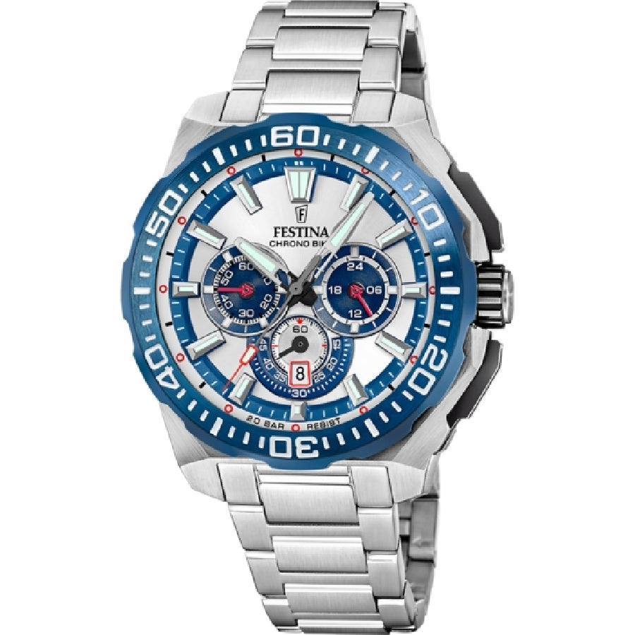 FESTINA CHRONO BIKE  PLATEADO CORREA DE ACERO