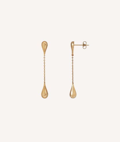 Pendientes Drop largo gota chapado en oro