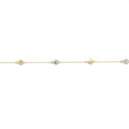 Pulsera oro corazones combinados oa y ob