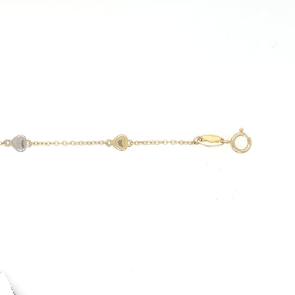 Pulsera oro corazones combinados oa y ob