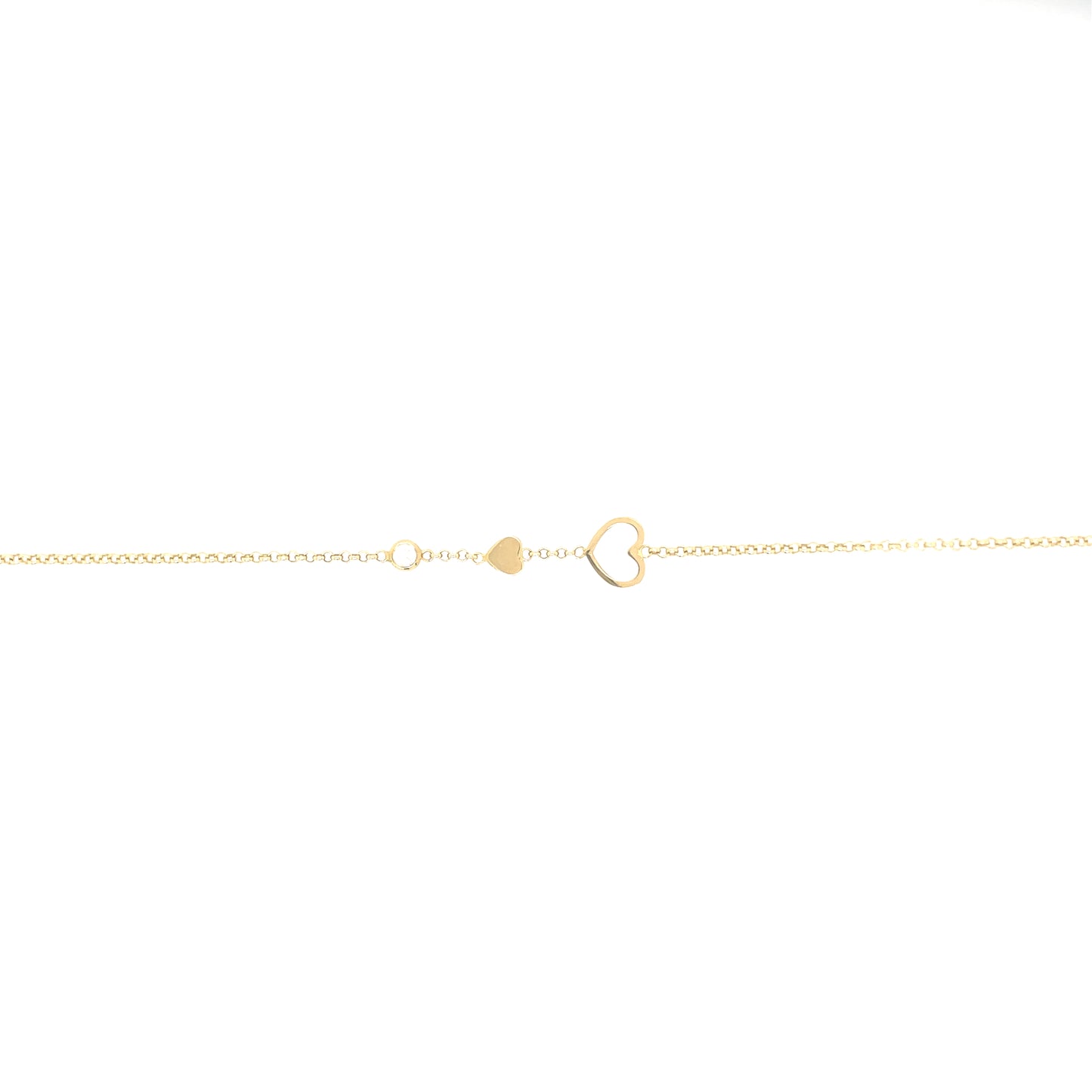 Pulsera oro con corazones y circonita