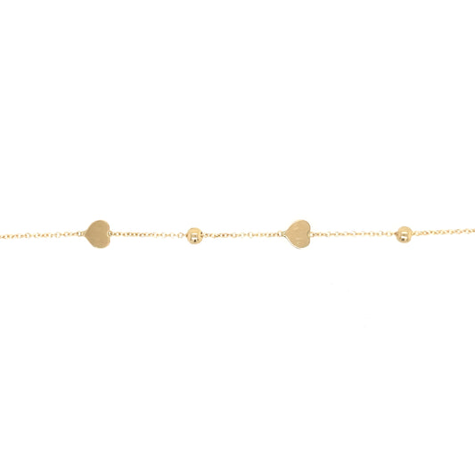 Pulsera oro combinada bolitas y corazones
